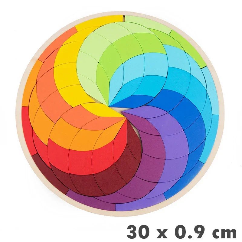Kids Montessori Rainbow Wooden Puzzle Toys Art Educational Geometric Jigsaw Imagination Training Mandala Blocks Toys Brain Games - Uzyo