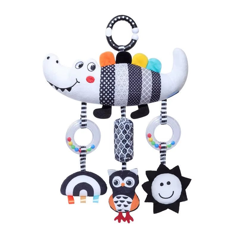 Baby Rattle Hanging Toy Carseat Black & White Rattle Hanging Activity Stroller Toy for Newborns Boys and Girls Gifts Crocodile C - Uzyo