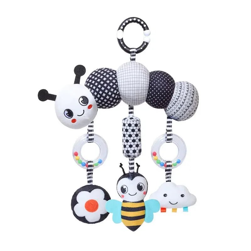 Baby Rattle Hanging Toy Carseat Black & White Rattle Hanging Activity Stroller Toy for Newborns Boys and Girls Gifts Crocodile C - Uzyo