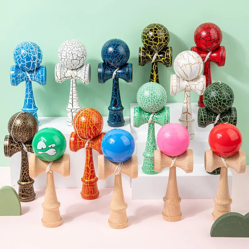 Crack Painted Kendama Toy Outdoor Fitness Balls Train Eye - Hand Coordination for Children Adults Outdoor Fun Juggling Sports Ball - Uzyo