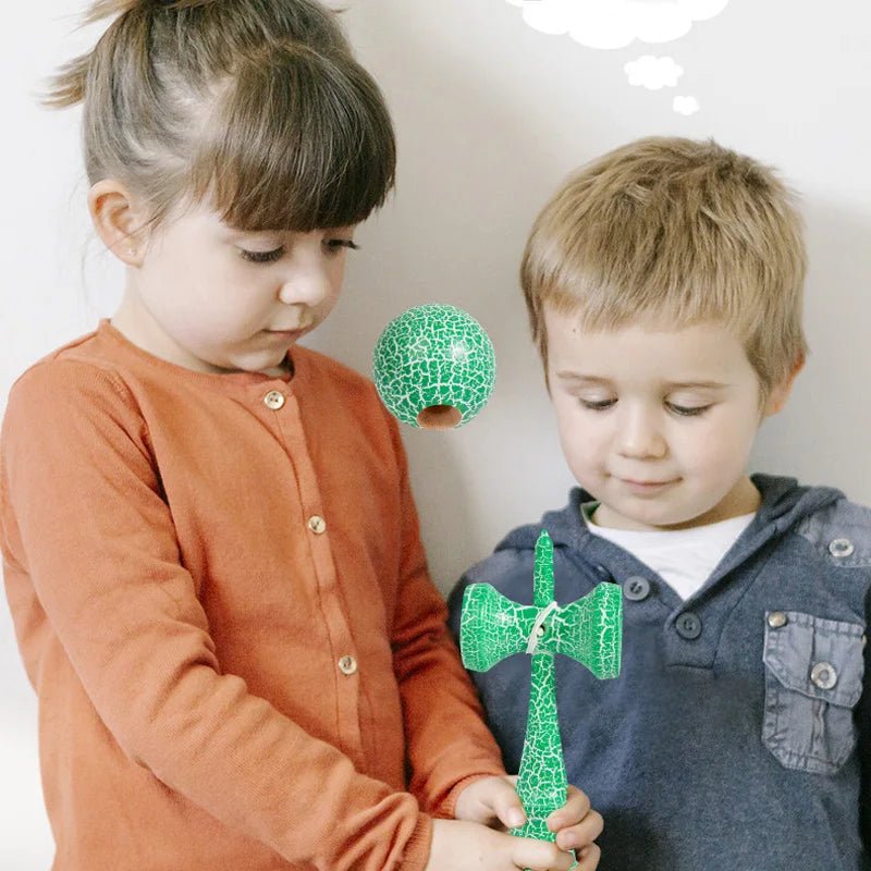 Crack Painted Kendama Toy Outdoor Fitness Balls Train Eye - Hand Coordination for Children Adults Outdoor Fun Juggling Sports Ball - Uzyo