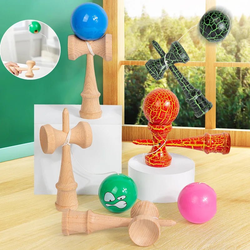 Crack Painted Kendama Toy Outdoor Fitness Balls Train Eye - Hand Coordination for Children Adults Outdoor Fun Juggling Sports Ball - Uzyo