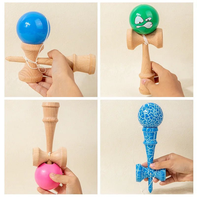 Crack Painted Kendama Toy Outdoor Fitness Balls Train Eye - Hand Coordination for Children Adults Outdoor Fun Juggling Sports Ball - Uzyo