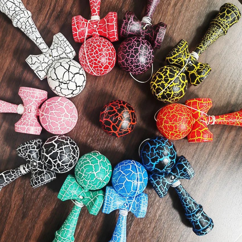 Crack Painted Kendama Toy Outdoor Fitness Balls Train Eye - Hand Coordination for Children Adults Outdoor Fun Juggling Sports Ball - Uzyo