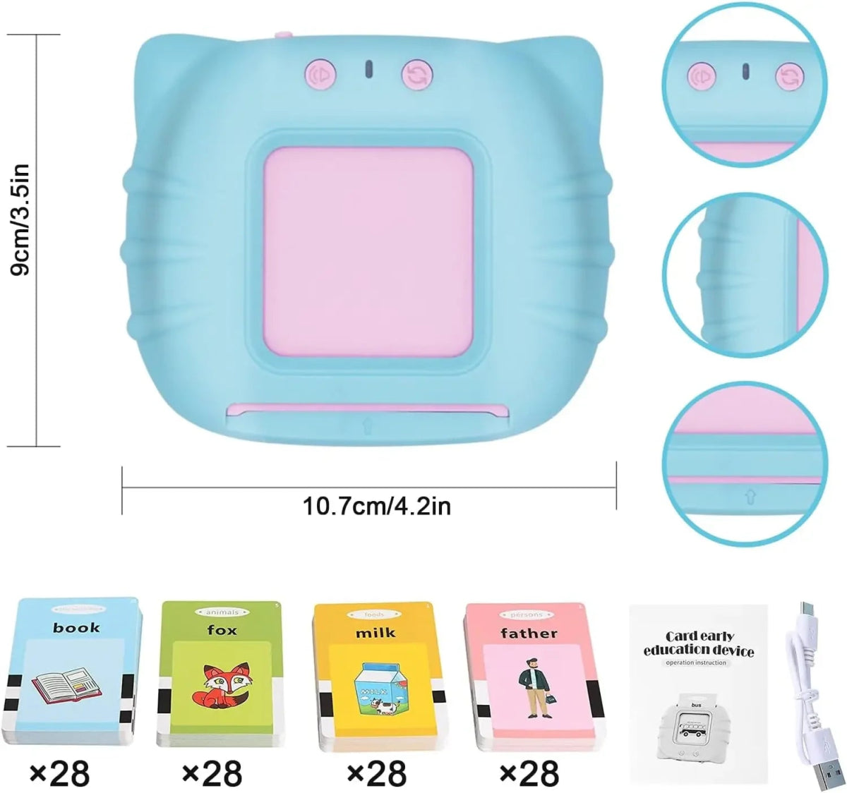 Early Education Flash Card Talking Flashcards for Kids Preschool Electronic Early Education Machine Gift Toddlers Montessori Toy - Uzyo