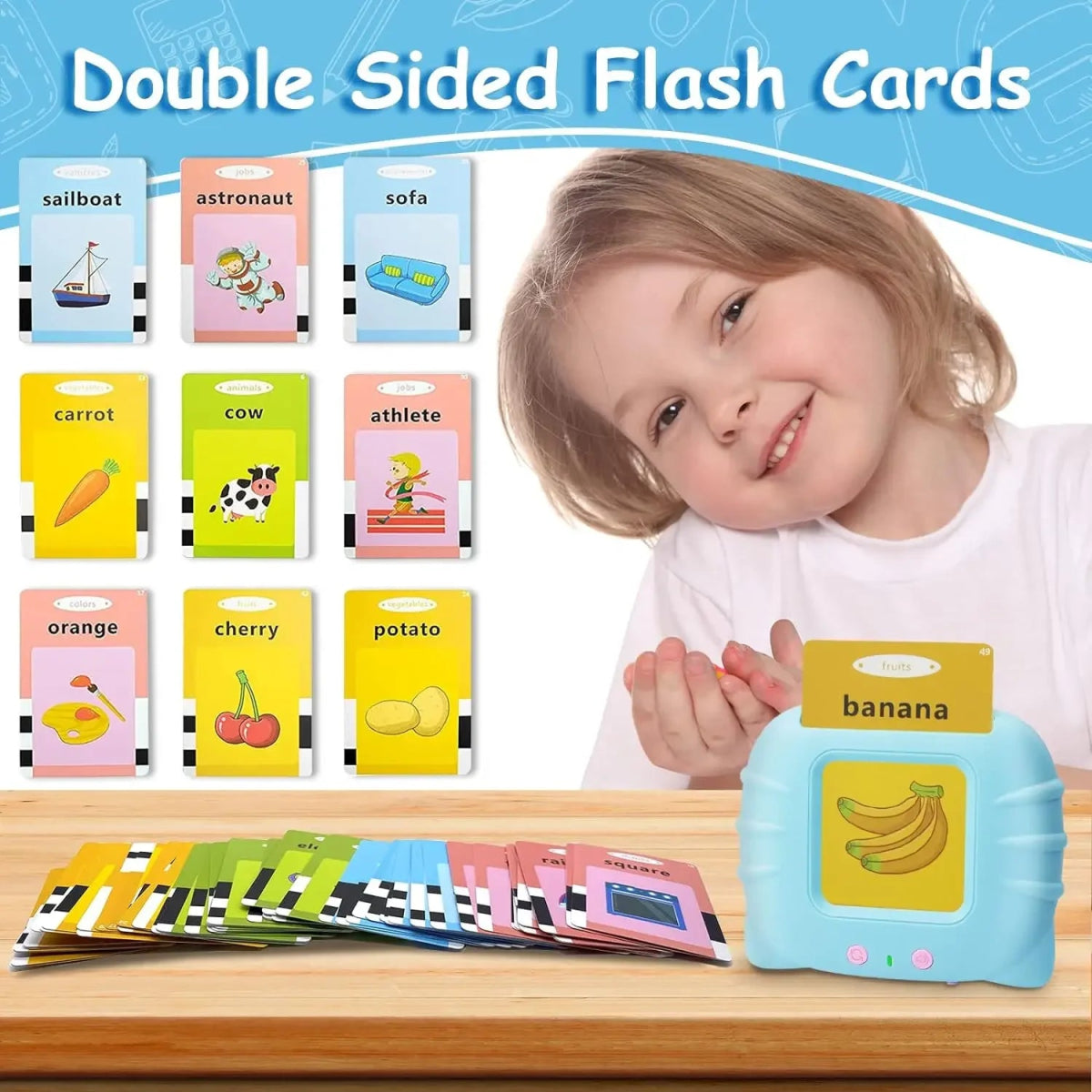 Early Education Flash Card Talking Flashcards for Kids Preschool Electronic Early Education Machine Gift Toddlers Montessori Toy - Uzyo