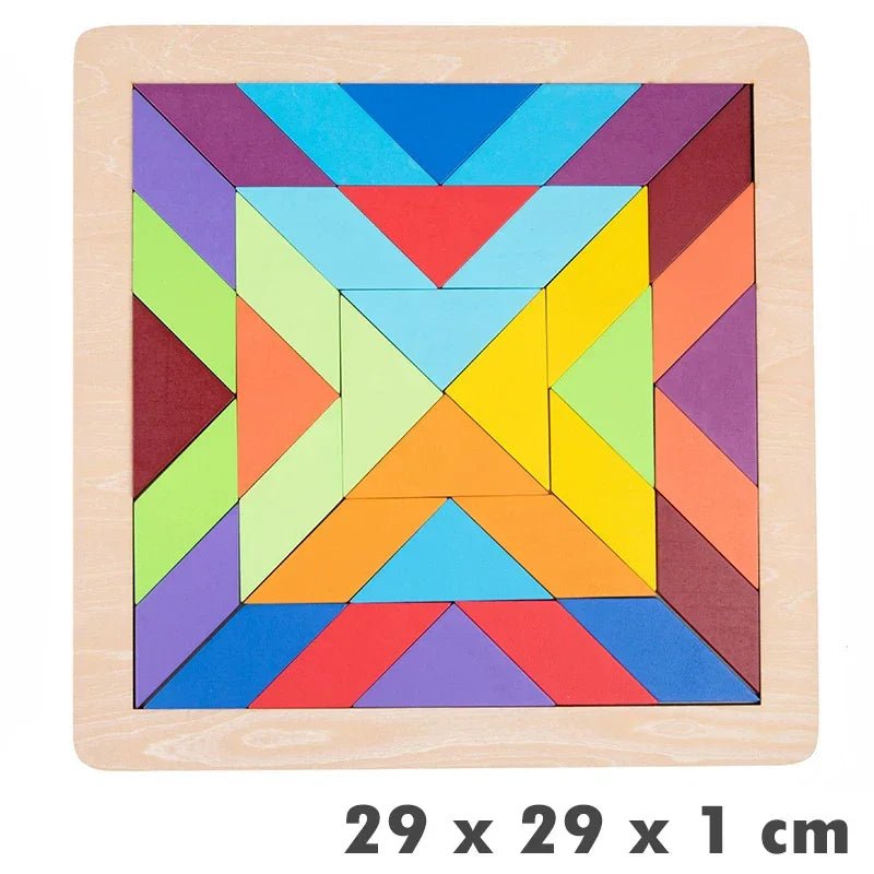 Kids Montessori Rainbow Wooden Puzzle Toys Art Educational Geometric Jigsaw Imagination Training Mandala Blocks Toys Brain Games - Uzyo