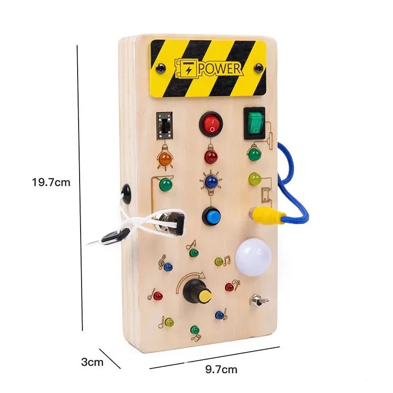 Montessori Busy Board Sensory Toys Wooden with LED Light Switch Control Board Travel Activities Children Games for 2 - 4 Years Old - Uzyo