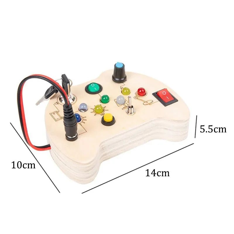 Montessori Busy Board Sensory Toys Wooden with LED Light Switch Control Board Travel Activities Children Games for 2 - 4 Years Old - Uzyo