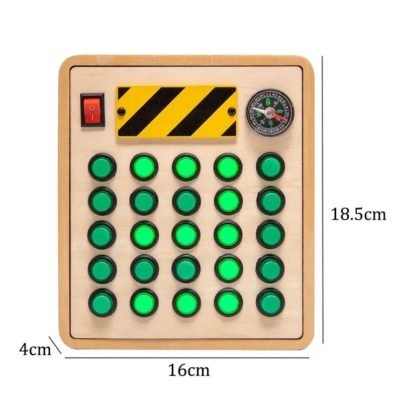 Montessori Busy Board Sensory Toys Wooden with LED Light Switch Control Board Travel Activities Children Games for 2 - 4 Years Old - Uzyo