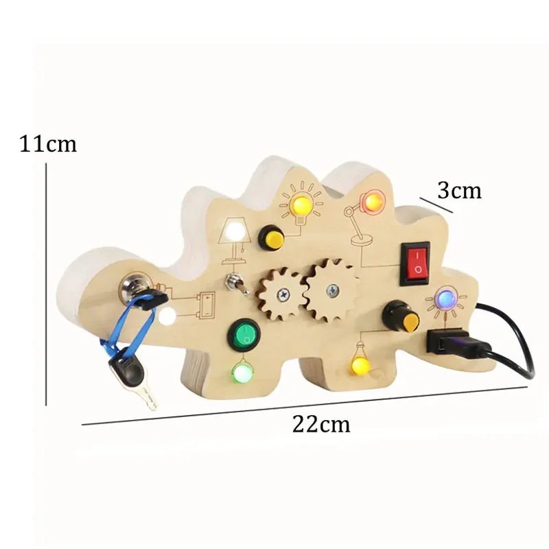 Montessori Busy Board Sensory Toys Wooden with LED Light Switch Control Board Travel Activities Children Games for 2 - 4 Years Old - Uzyo