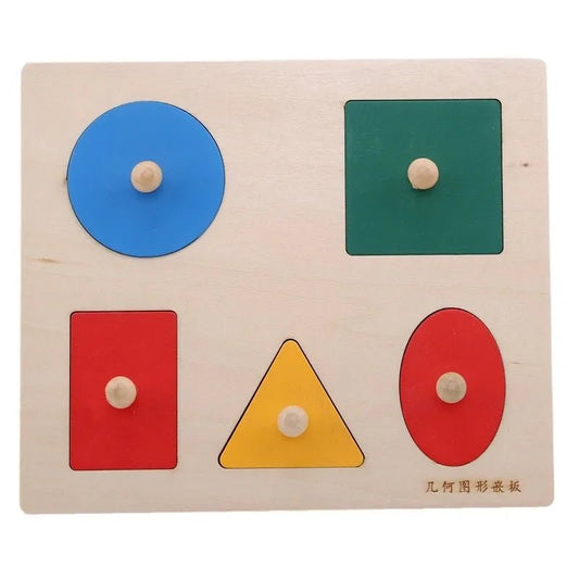 Montessori Puzzle Toys Wooden Geometric Shapes Sorting Math Colorful Preschool Learning Educational Game Baby Toddler Toys - Uzyo