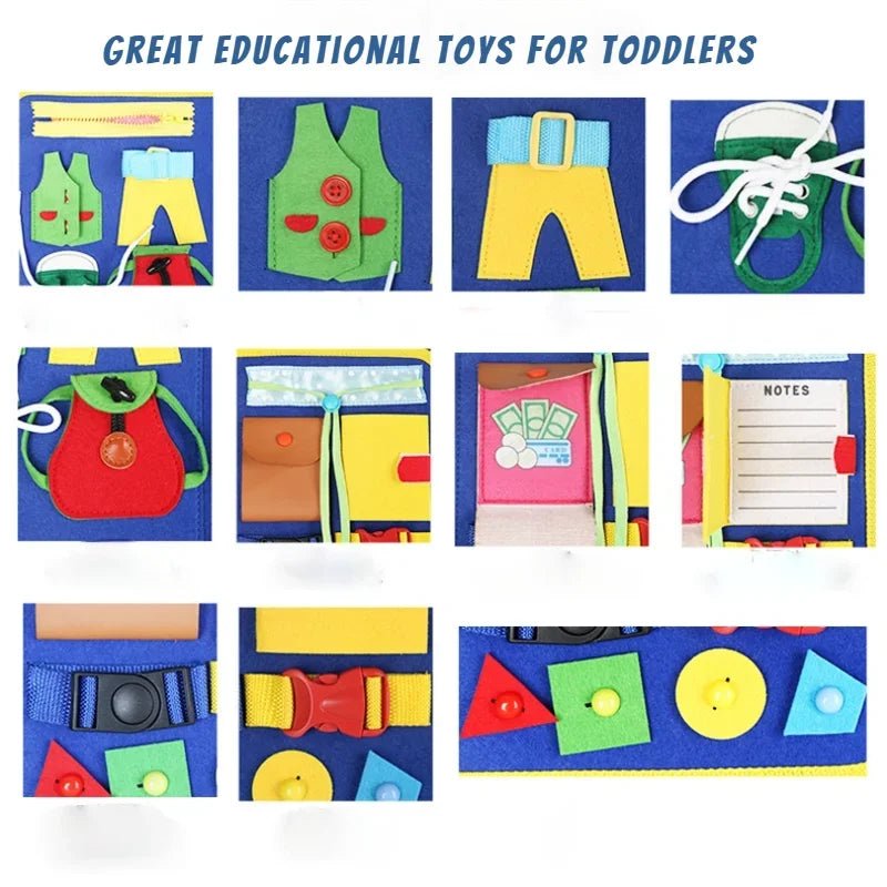 Montessori Toys Busy Board Buckle Training Essential Skills Sensory Educational Toys Toddlers Intelligence Preschool Development - Uzyo
