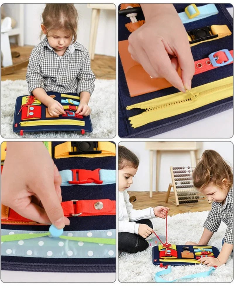 Montessori Toys Busy Board Buckle Training Essential Skills Sensory Educational Toys Toddlers Intelligence Preschool Development - Uzyo