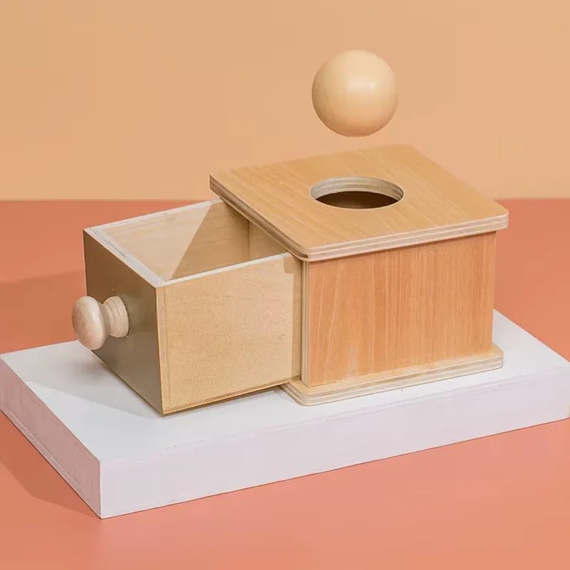 Montessori Wooden round Drawer Target Box Early Education Multi - Functional Coin Box Puzzle Toy - Uzyo